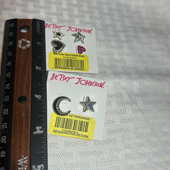 Betsey Johnson earrings New stars moon heart - Picture 3 of 6